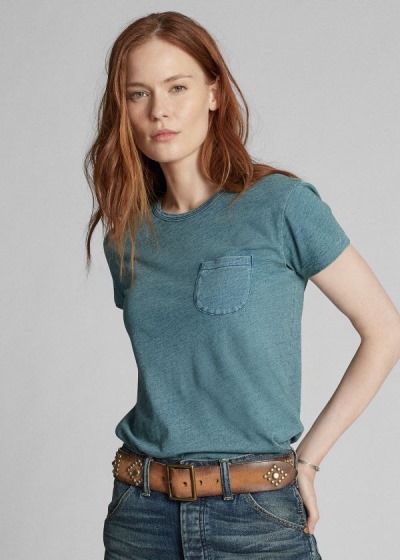 Playeras Ralph Lauren Mujer Azules Azules Azules - Cotton Pocket - BTXKW1940